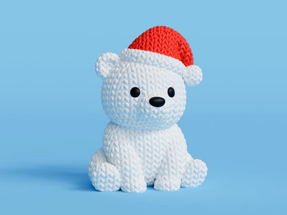 Knitted Polar Bear with Santa Hat - Christmas - image 4