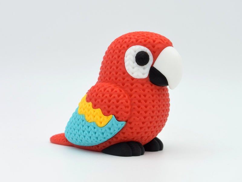 Knitted Scarlet Macaw Parrot - 3D printed home decor