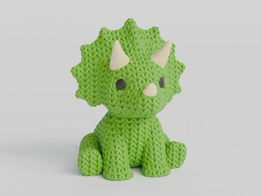 Knitted Triceratops Dinosaur - 3D printed home decor