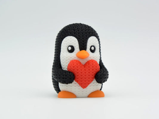 Knitted Valentine's Day Penguin - 3D printed home decor