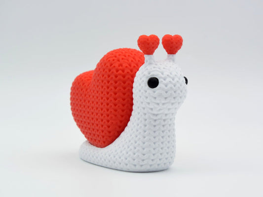 Knitted Valentine's Day Snail - 3D printed home decor