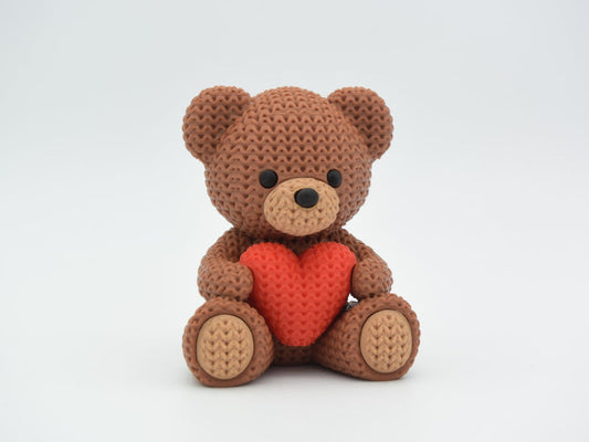 Knitted Valentine's Day Teddy Bear - 3D printed home decor